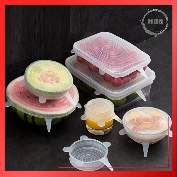 MARKAS88 Penutup Mangkok dan Buah-Buahan 6 in 1 Stretch Bowl Cover Lid Silicone Food Cover