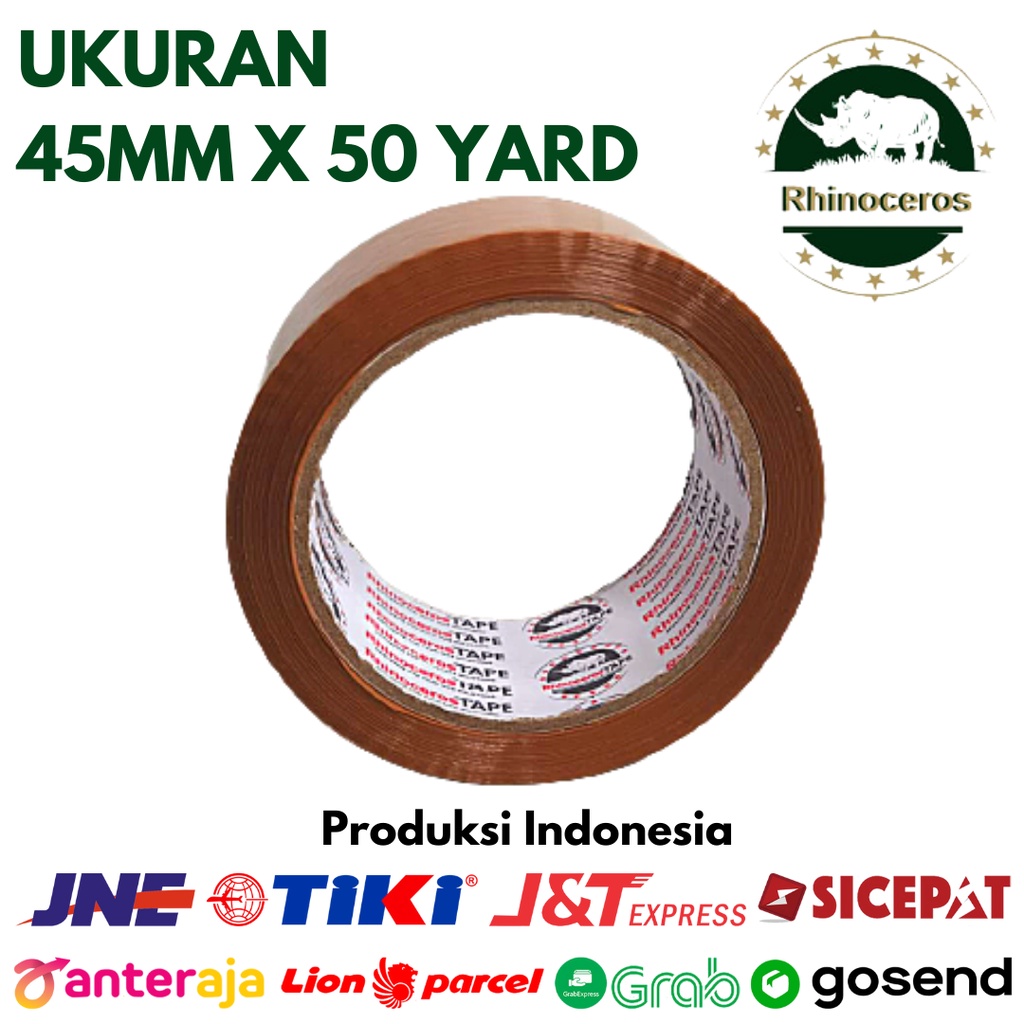 Lakban Coklat RHINOCEROS Tape Selotip Isolasi 2 Inch 45mm x 50 Yard