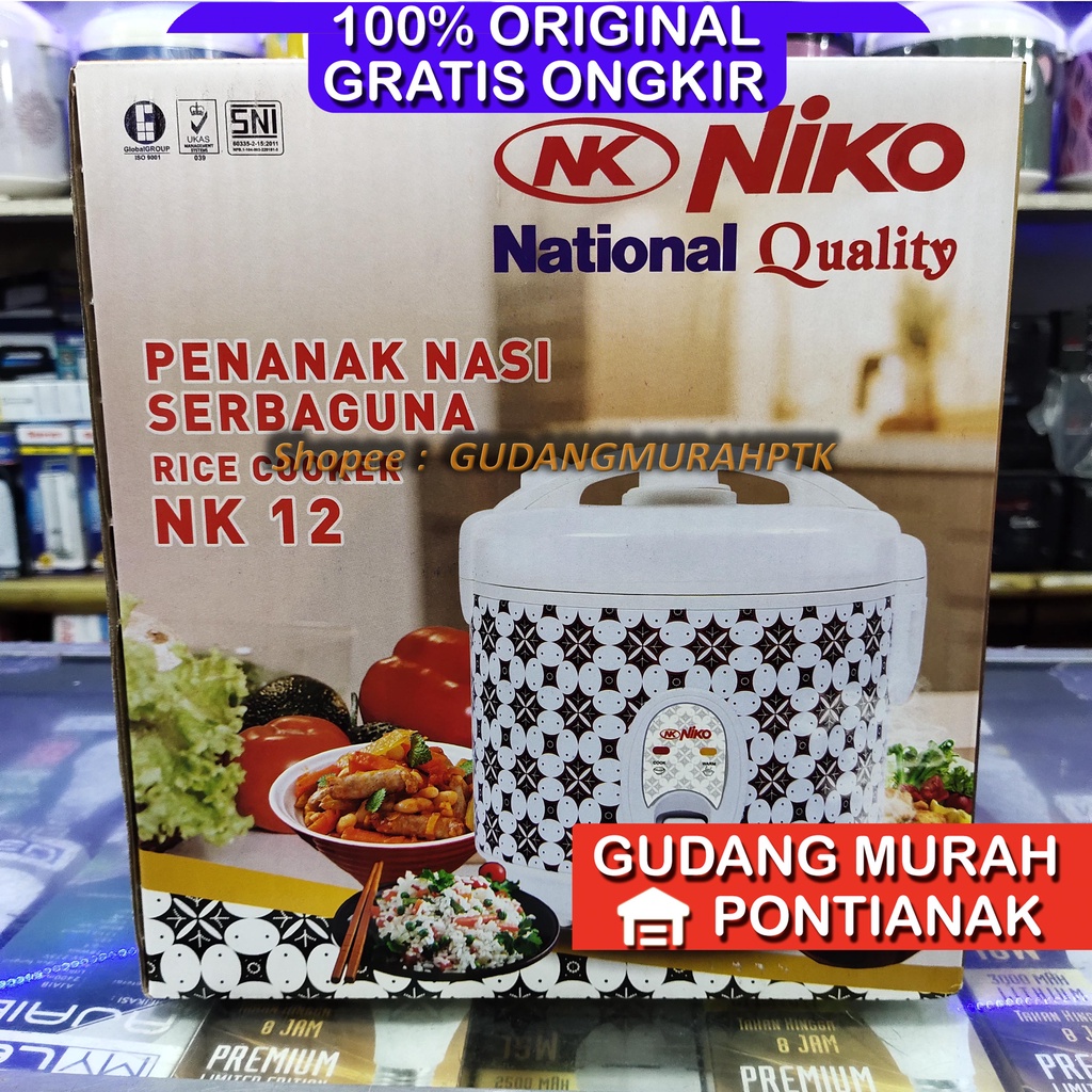 Magic Com niko Motif Batik /Rice Cooker niko NK 12 / penanak nasi 1,2 Liter serbaguna memasak sekaligus menghangatkan