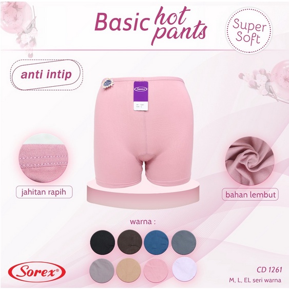 BISA PILIH WARNA Sorex Celana Dalam Boxer Hot Pants Wanita - CD 1261 &amp; 1262 - Super Soft - M - XL