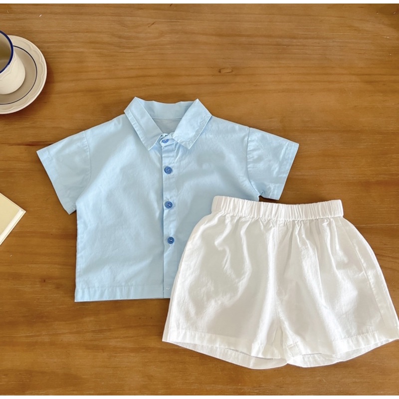 Bluish twin set anak kembar baju