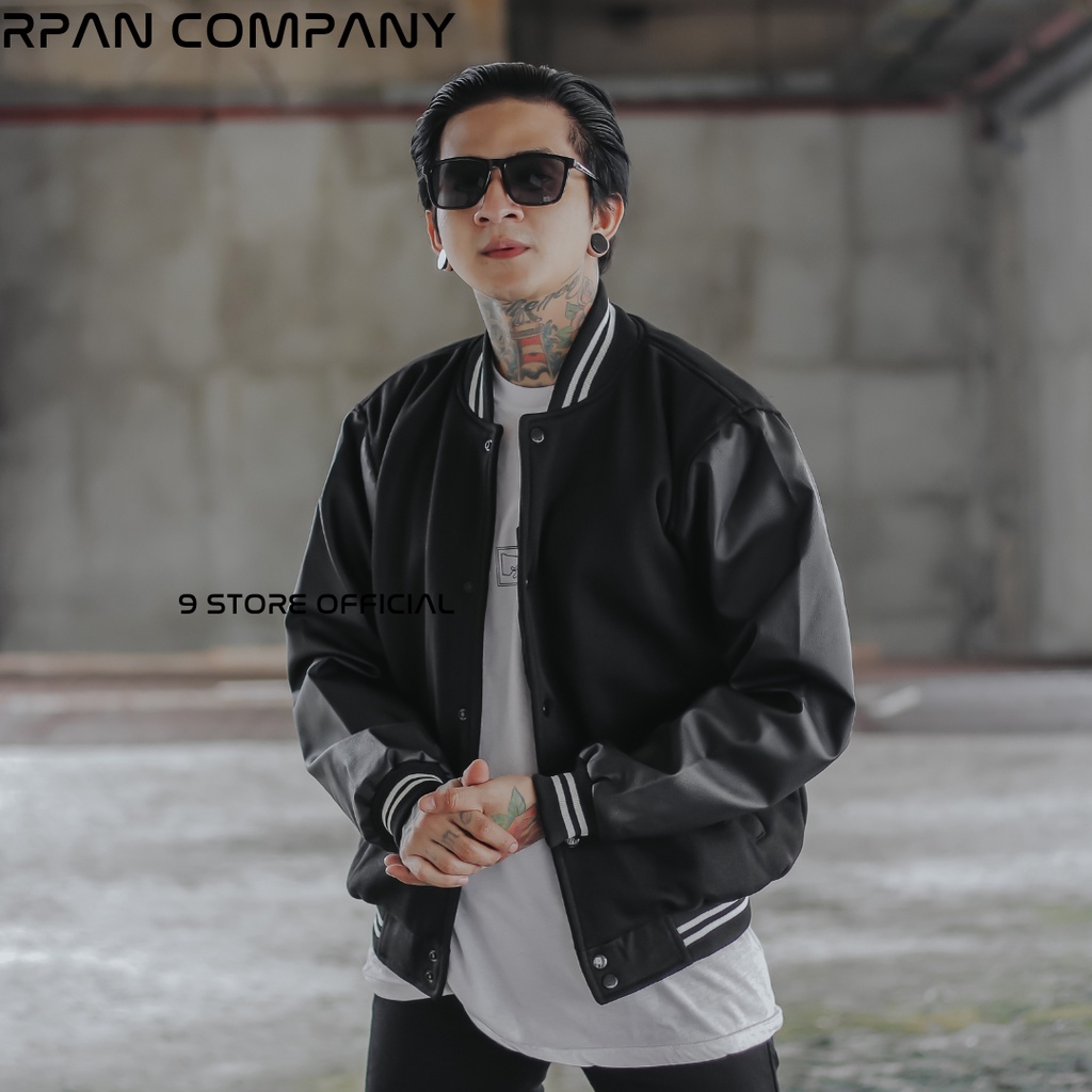 9Storeofficial Varsity Jacket Baseball Leather Pria / Jaket Baseball Basic Pria Original  / Jaket Bomber Varsity Kulit Premium / Jaket Pria.