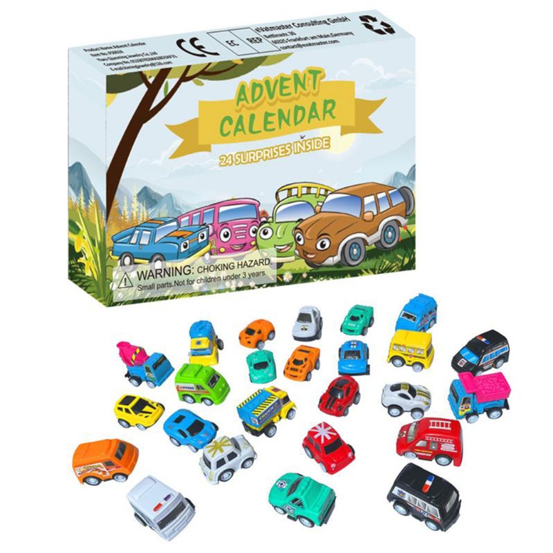 Zzz 24Pcs / Set Mainan Mobil-Mobilan Mini Model Truk Kartun Dengan Kalender Advent Untuk Anak