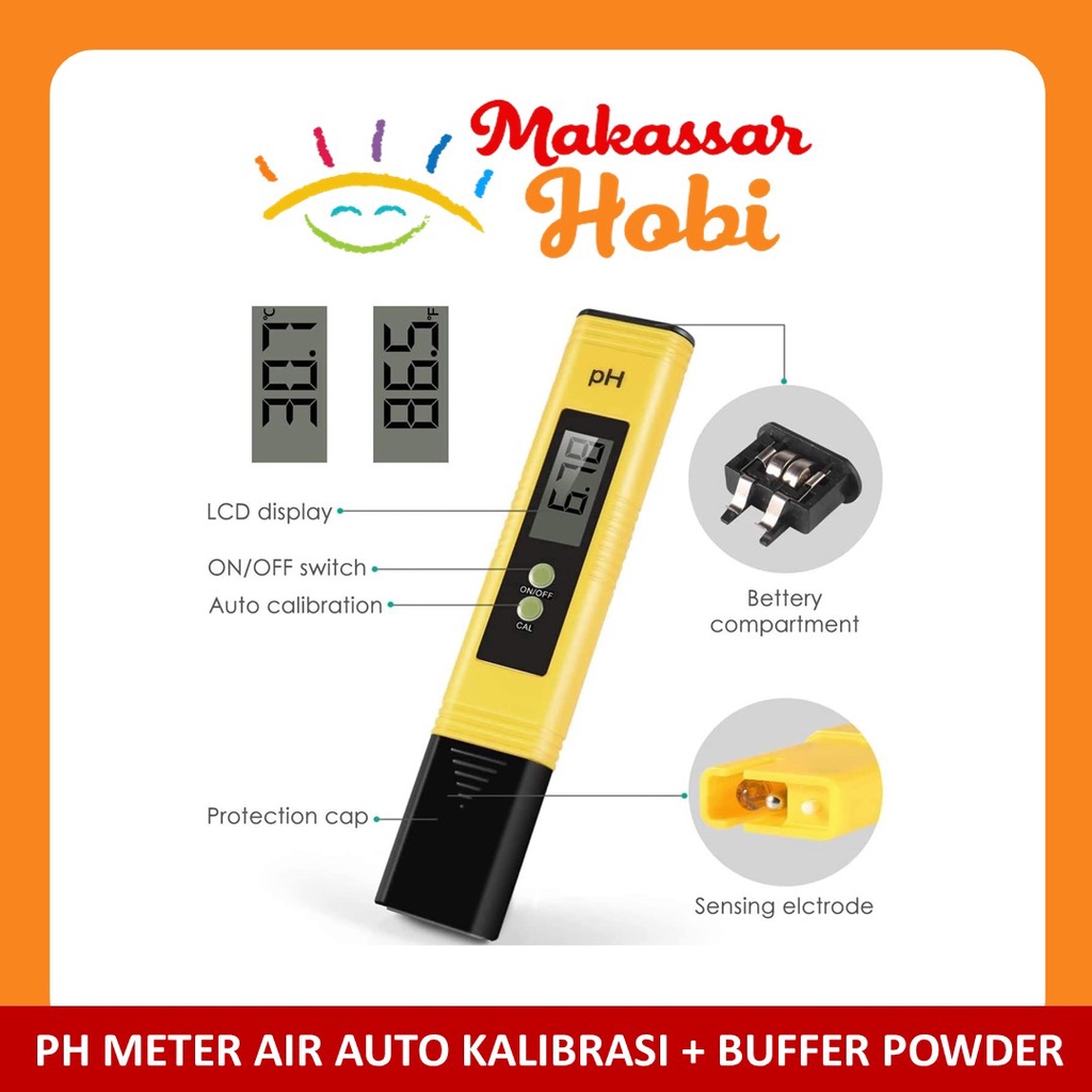 pH Meter Air AUTO KALIBRASI Alat Ukur Digital Aquarium Aquascape Kolam