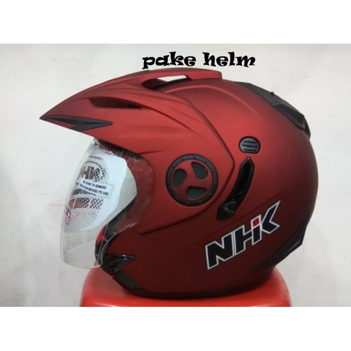 HELM NHK AVIATOR SOLID MERAH MARUN DOFF KERENN