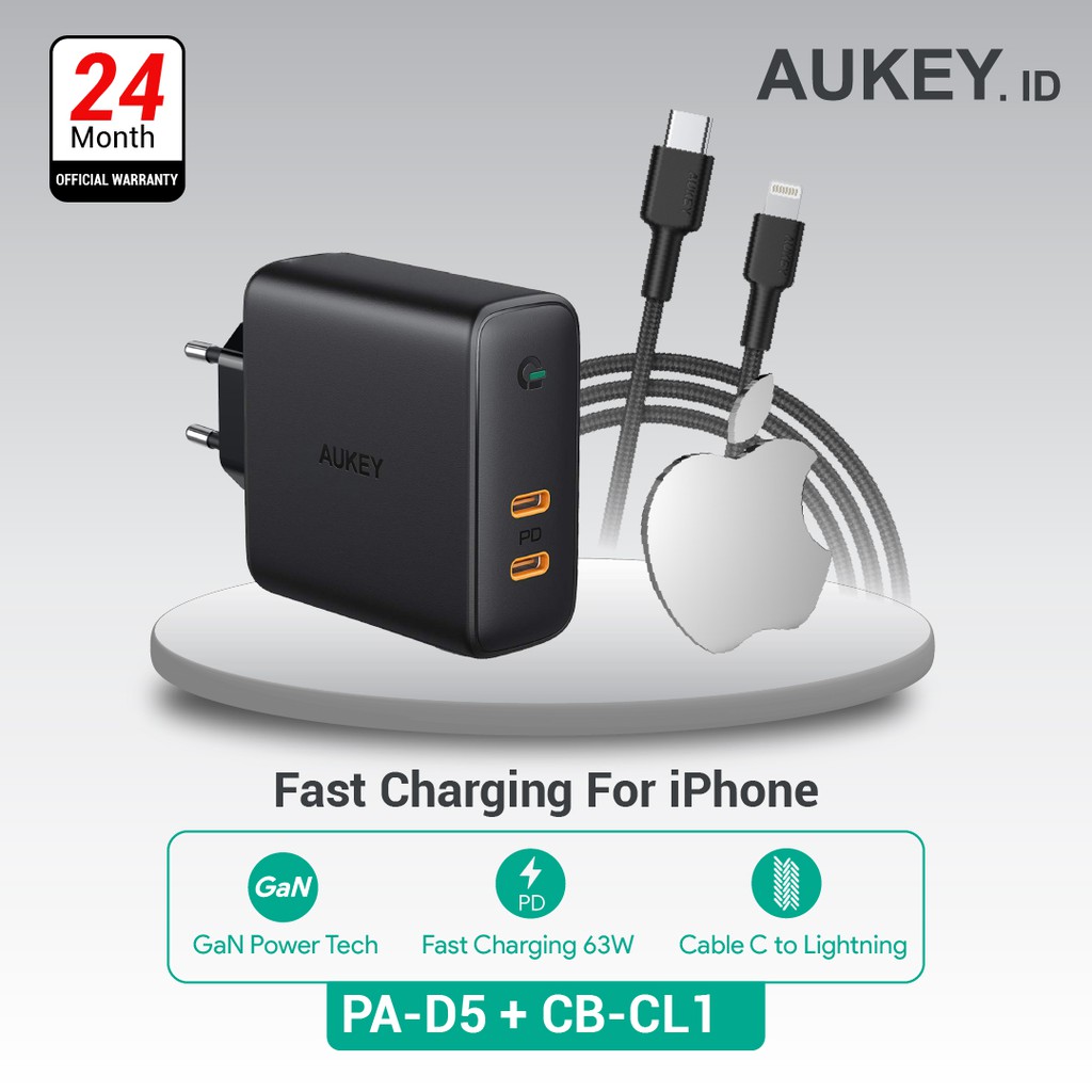 Aukey Charger PA-D5 + Aukey Cable CB-CL1