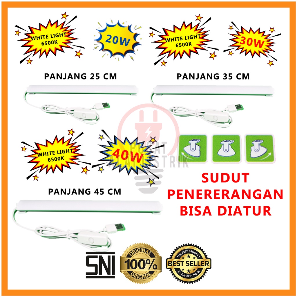 LAMPU NEON LED USB / LAMPU ETALASE / KITCHEN SET DAPUR / EMERGENCY EMERGENSI MEJA BELAJAR 20 30 40 WATT