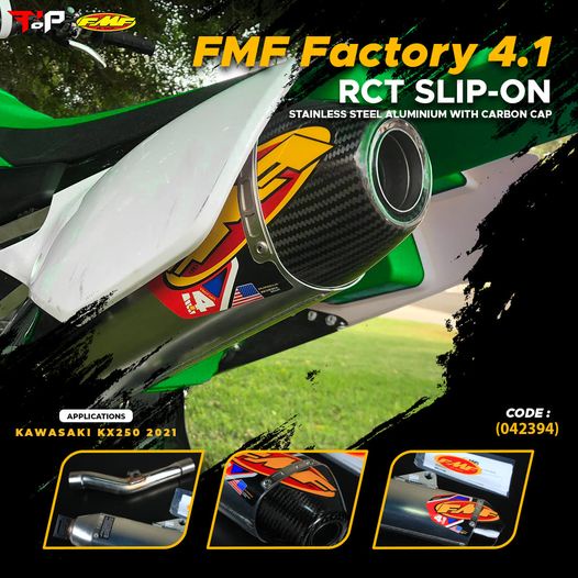 FMF FACTORY 4.1 RCT SS ALUMINIUM CARBON CAP KAWASAKI KX250F 21-22 KNALPOT TRAIL 042394