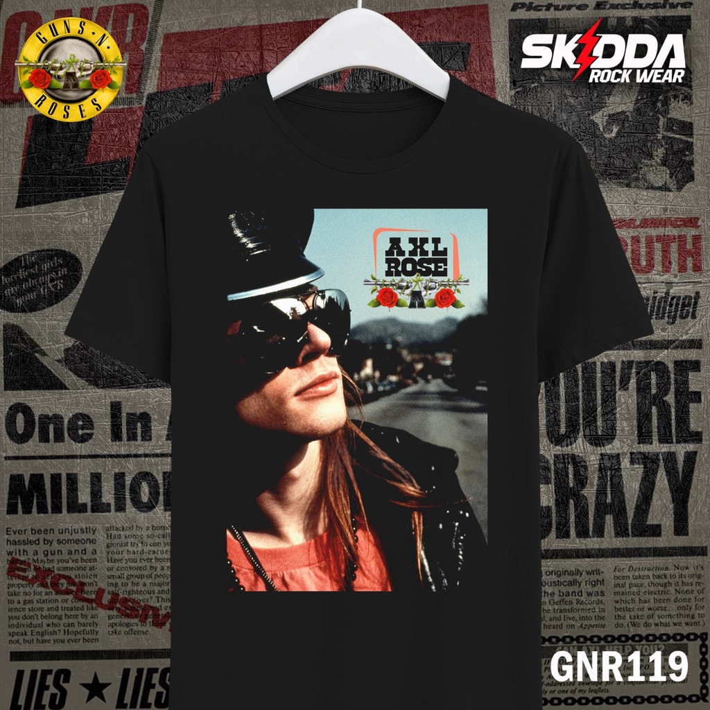 T Shirt Kaos Band Rock GNR GUNS N ROSES – AXL ROSE -  GNR 119 - Premium Black NSA