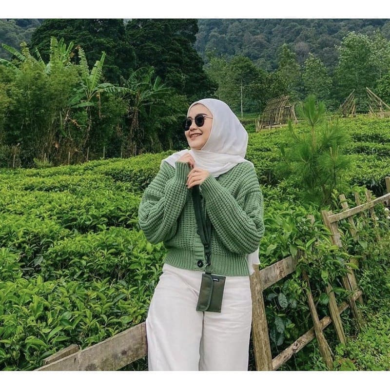 OLIVIA CARDI CROP TEBAL CARDIGAN RAJUT OVERISZE CARDIE BALON BAJU WANITA