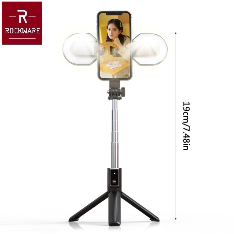 AKN88 - ROCKWARE RW-P40S-M Selfie Stick Dengan 2 Lampu LED