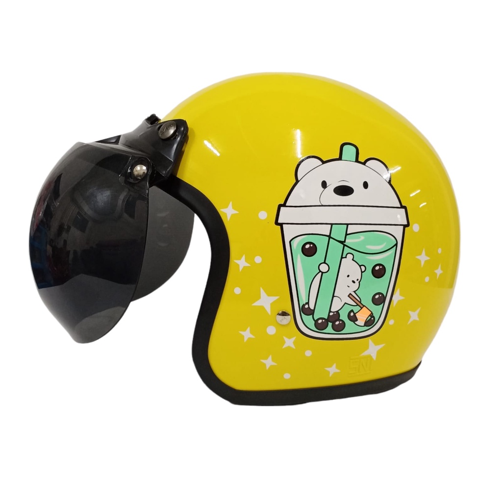 HELM BOGO BOBA SNI MILK CHOCOLATE MATCHA REMAJA DEWASA