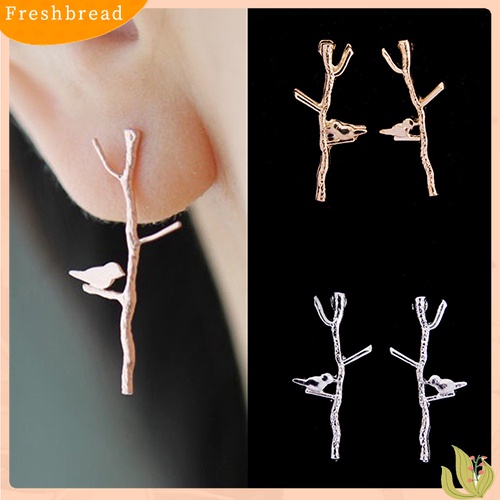 [Fresh] Anting Stud Bentuk Ranting Pohon Bahan Alloy untuk Wanita