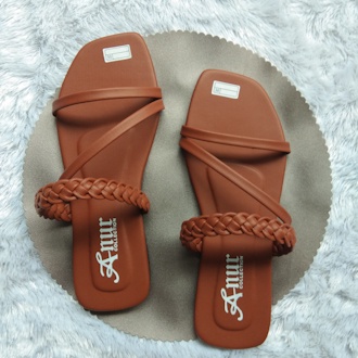 ANUR - COD  Sandal Teplek Wanita Slop Tali kepang Remaja kekinian/Sendal Selop Slip On Tali Terbaru