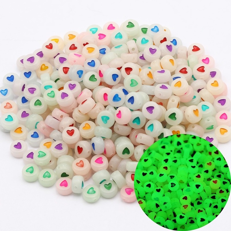 100pcs / Lot Manik-Manik Glow In The Dark Ukuran 4x7mm