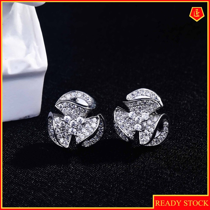 [Ready Stock]Fashion Elegant Pt950 Begonia Stud Earrings