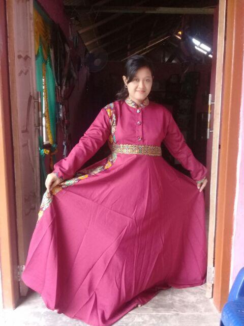 Wou Batik Ratu Bilqis Couple Gamis Couple Batik Couple Kebaya Modern Batik Sania Ruffle - Kg017