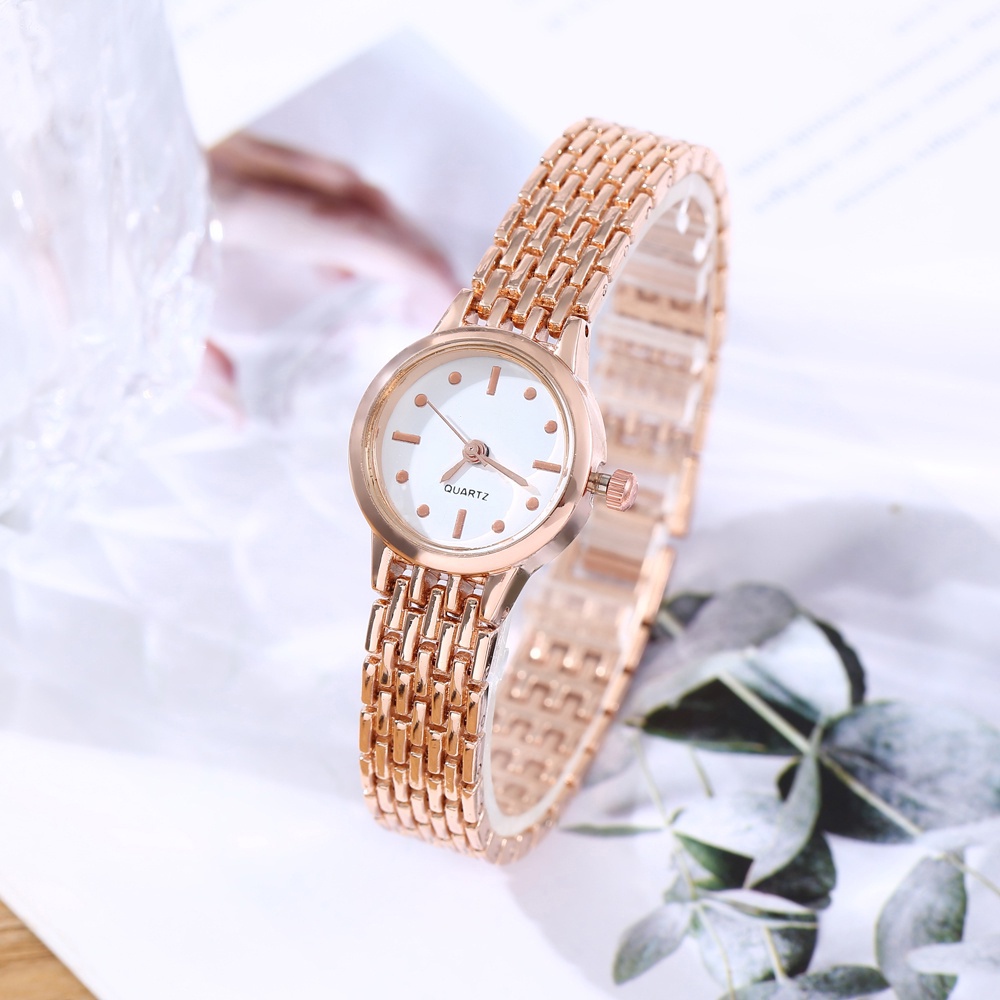 Jam Tangan Analog Quartz Strap Rantai Wanita Dan Pria Dengan Dial Bulat Casual W191