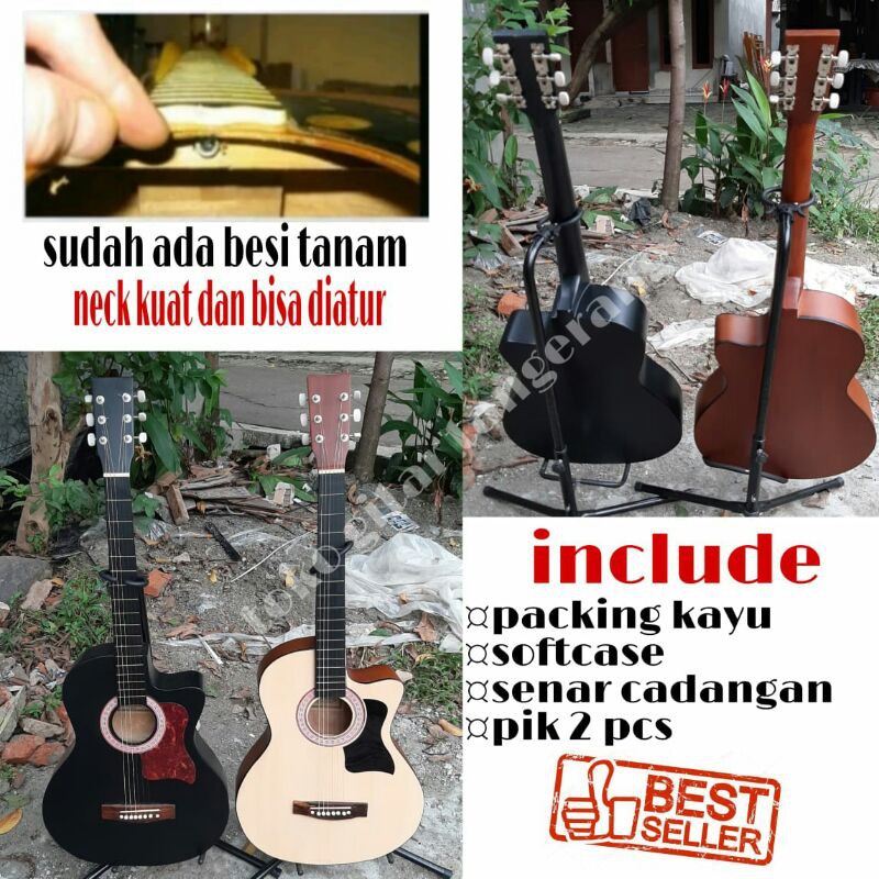 gitar akustik pemula NECK TANAM BESI gitar akustik untuk pemula