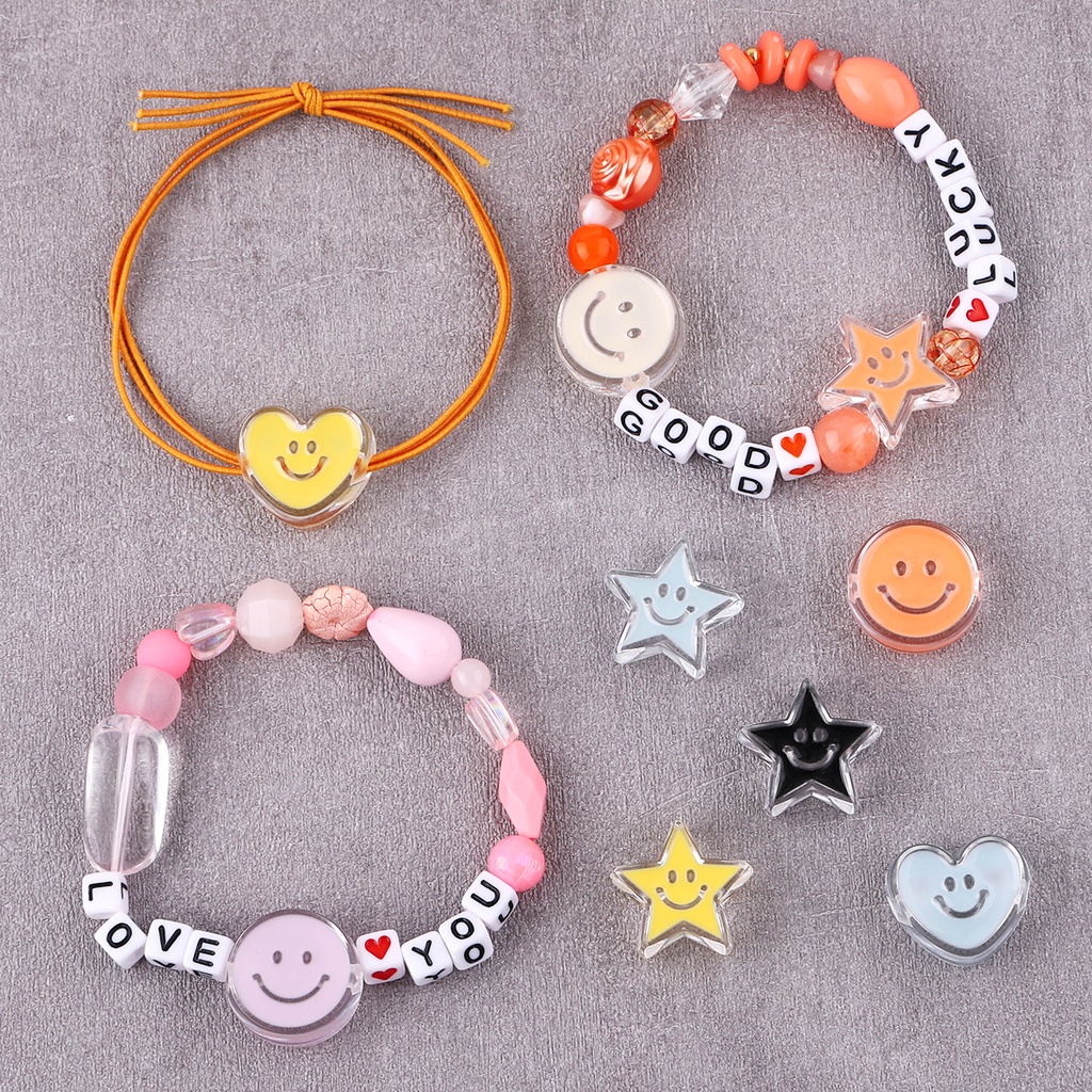 4 pcs Acrylic Smiley Drip Aksesori Untuk Membuat Perhiasan Buatan Tangan DIY Gelang Kalung Gantungan Kunci Aksesori