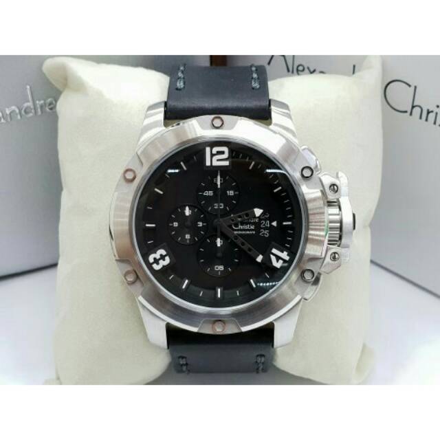 jam tangan alexandre christie ac6295 silver black 6295