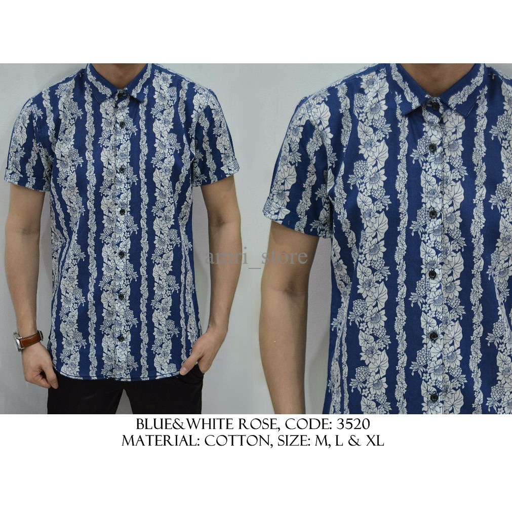BAJU KEMEJA PRINT PRINTING KERJA KANTOR COWOK PRIA MOTIF FLORAL BUNGA