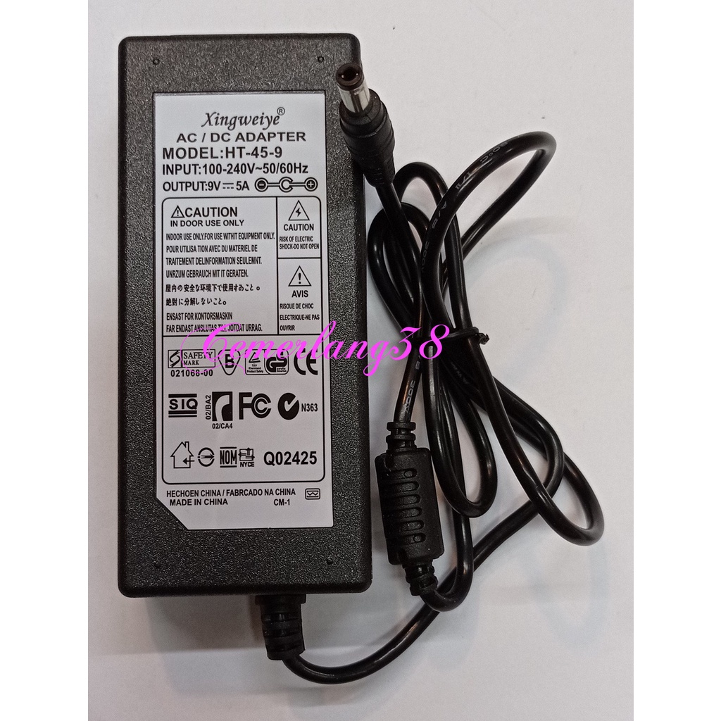 Switching Adaptor 9V 5A Charger Power Supply 9 V 5 A 45 Watt