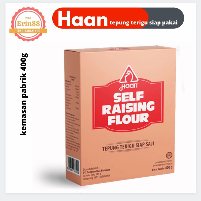 

MURAH HAAN SELF RAISING FLOUR/TEPUNG TERIGU SIAP SAJI 400gr