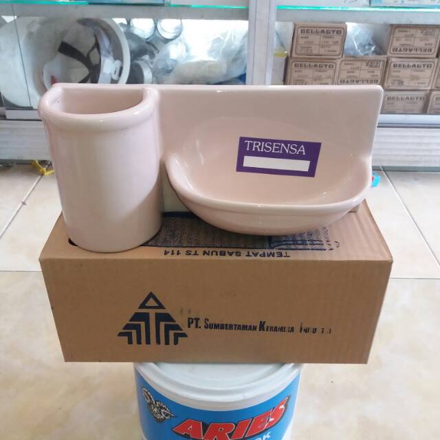 Tempat Sabun Keramik POLOS PINK Tempat Sabun Sikat Gigi Odol Keramik Tempel Tanam Tembok TRISENSA