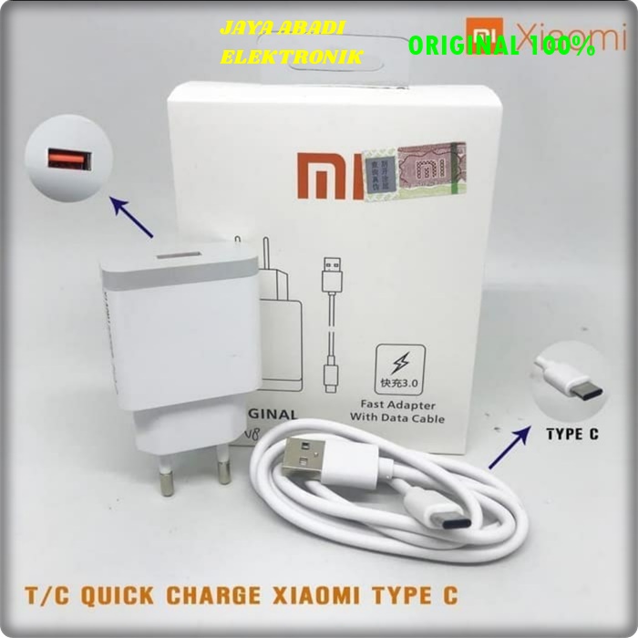 J16 XIAOMI ADAPTOR SATU SET 3A USB TYPE C FAST CHARGING FLASH CHARGE QUALLCOM QUICK ADAPTOT TRAVEL MULTI AUTO  hp cas casan super fast charging travel charger flash charge quick qualcomm adapter adaptive watt w kabel data androit handphone quallcomm