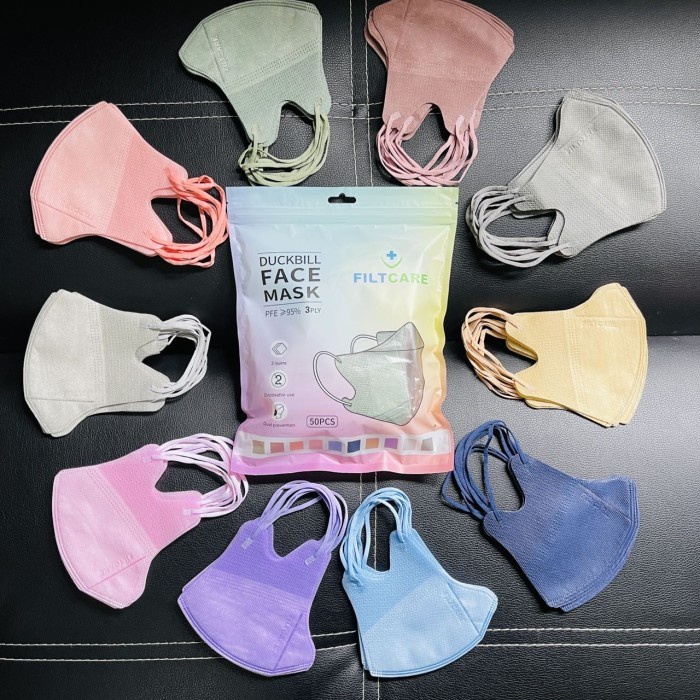 MASKER FILTCARE DUCKBILL WARNA 50PCS PREMIUM QUALITY 3D KEMENKES RI