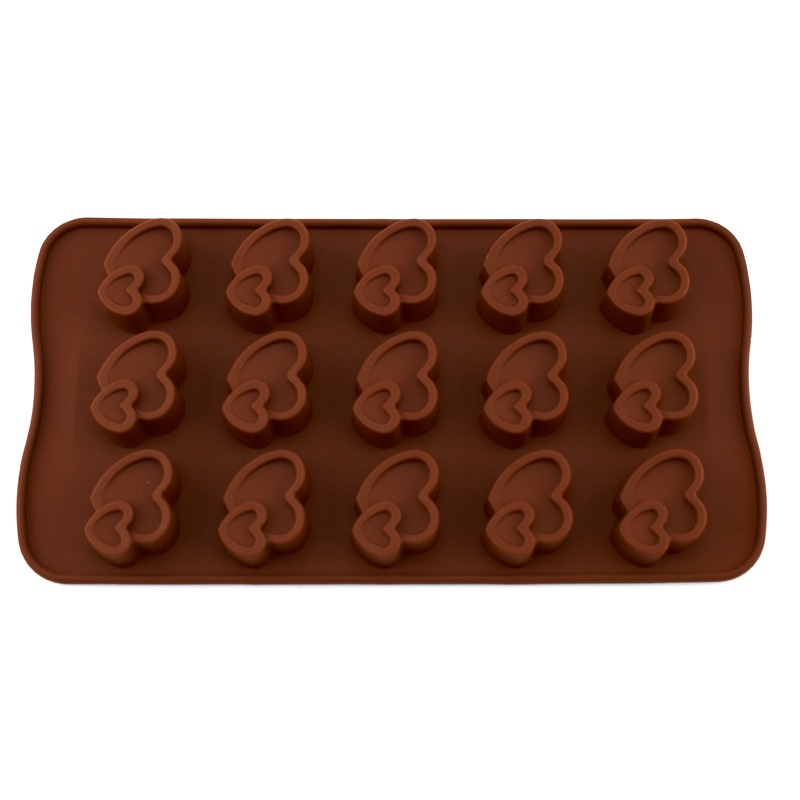 Cetakan Coklat Silicone Love double 15 Grid Cetakan Coklat Jelly Pudding es Batu Love 15 Lubang Silicone Molds Baking Chocolate