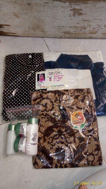 Couple Tunik Sogan Serut Genes Apsari Coklat Batik Modern Midi Sarimbit Kerja Seragam Kantor