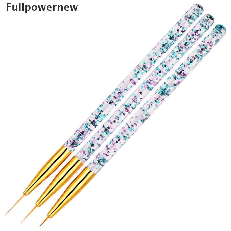 [FULL] 3Pcs Acrylic French Stripe Nail Art Liner Brush Set 3D Tips Manicure Ultra-thin