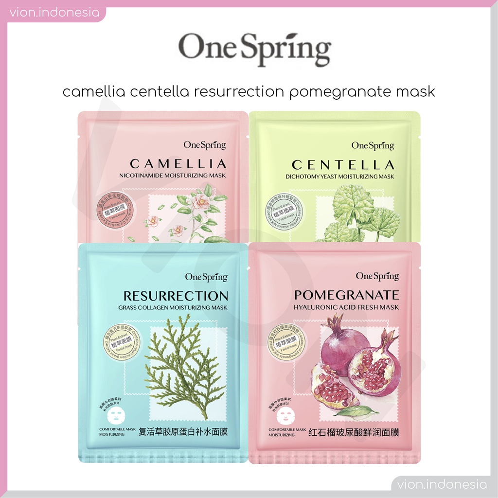 ONE SPRING Moisturizing Camellia Centella Resurrection Pomegranate Mask Masker Wajah Original OS002