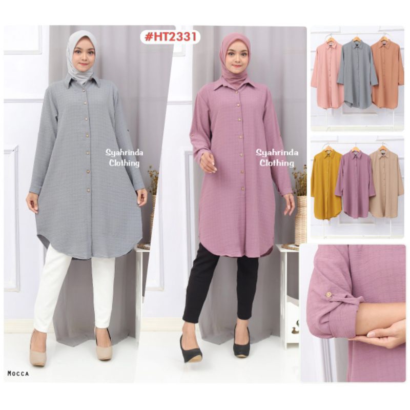 Long Tunik Kemeja Katun Polos ada Jumbo Kantor Premium Basic Plain Long Shirt Kemeja Panjang Katun Krinkel Casual Shirt