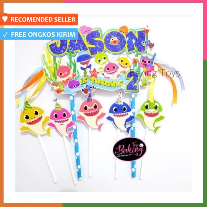 TOPPER CAKE BIRTHDAY BABY SHARK BOY CUSTOM
