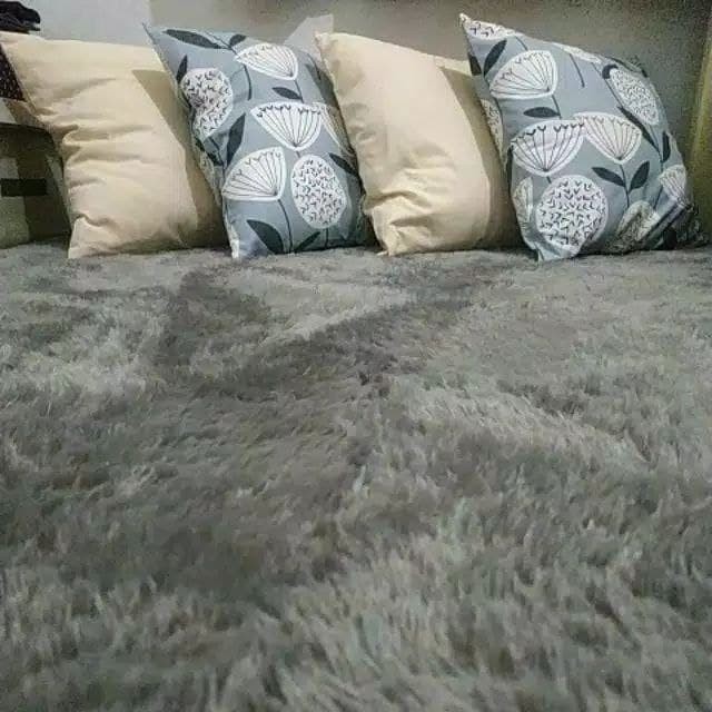 [DOUBLE SIZE] Karpet Bulu Tebal 7cm ukuran 150CMX200CM Karpet Lantai Bulu Rasfur Kasur kamar Tidur-abu