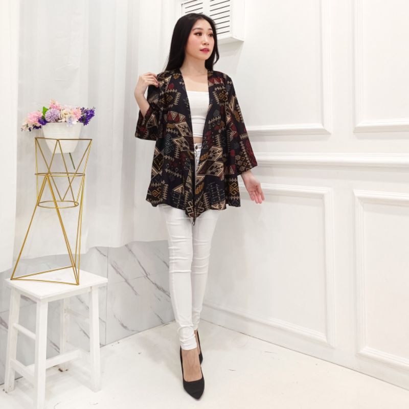 cardigan motif batik tribal katun rayon bohemian etnik boho