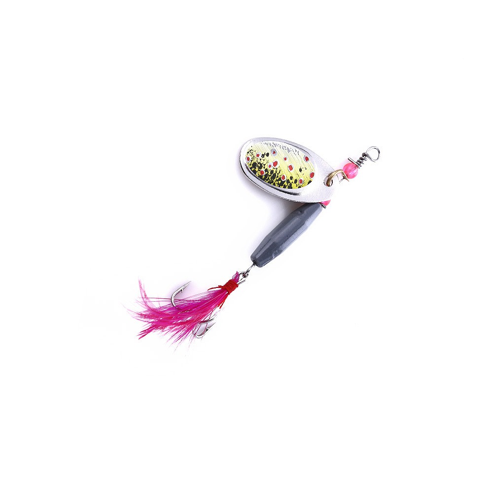 HENGJIA 6pcs/lot Umpan payet panas with feather freshwater spoon Spinner Fishing Lure Metal Hard Sequin Artificial Bait