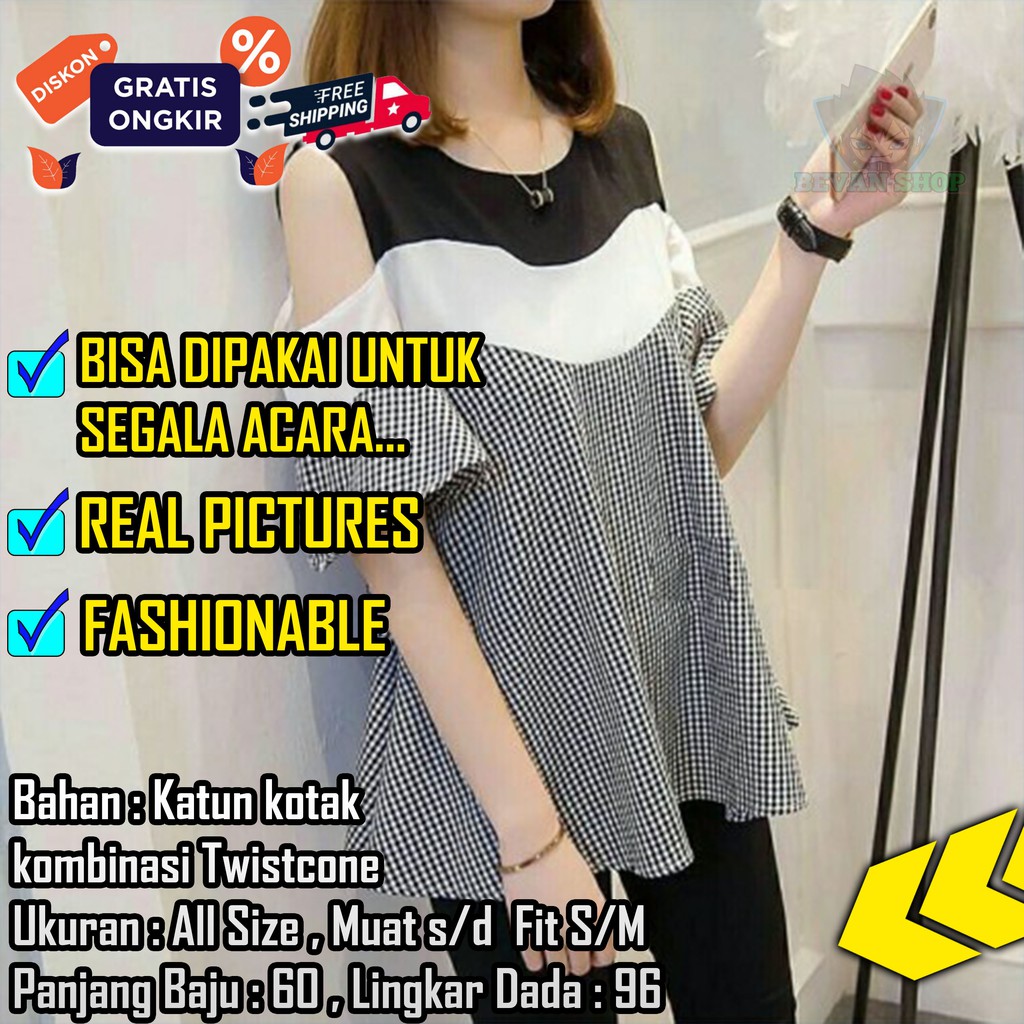 Baju Blouse Bluse Wanita Casual Model Fashion Blus Kekinian Terbaru , Murah & Realpict BS06