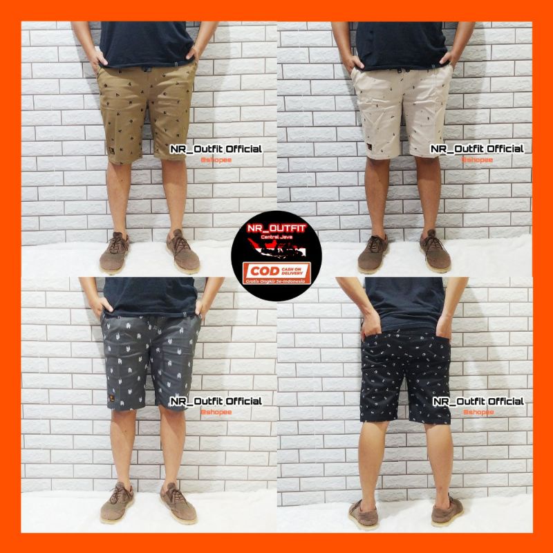 Celana Chino Pendek Rip Motif Pria Top Grade Pinggang Karet Street Surfing Stretch Santai Big Size