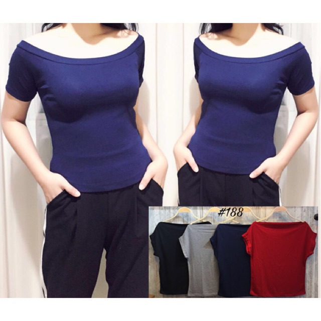 Atasan Kaos Polos Kerah Lebar ORI AT13613