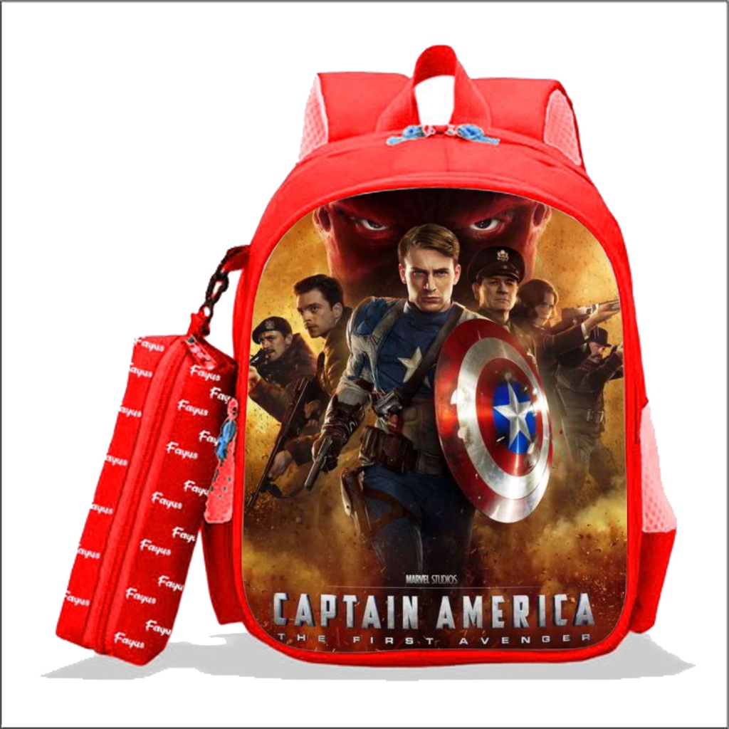 Ransel Anak sekolah tk sd karakter -  Tas Anak laki laki selempang bahu Captain America