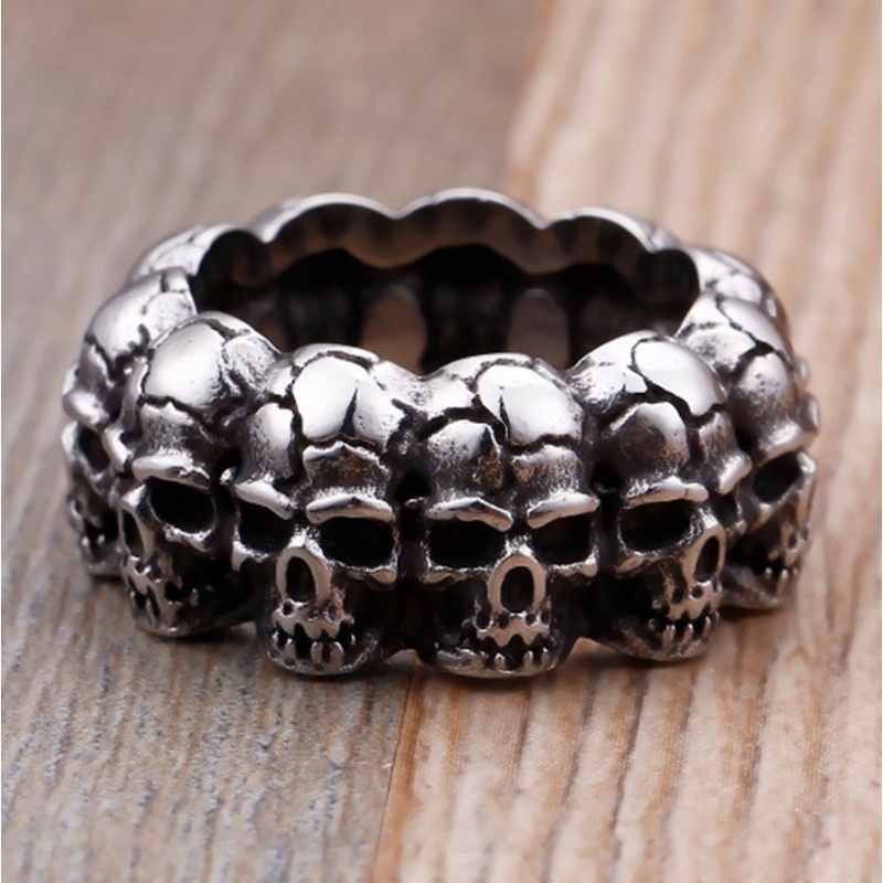 Vintage Fashion Punk Skull Men Ring Goth Rocker Hippie Hipster Skeleton Finger Ring Male Big Rings for Men Jewelry