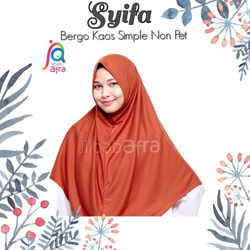 Syifa Bergo Syiria JilbabArfa non pet kaos warna merah bata