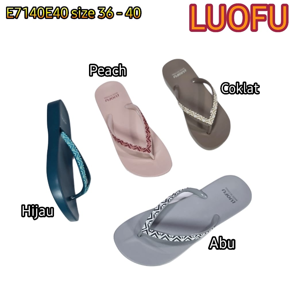 LUOFU ORIGINAL jelly sandal karet empuk murah jepit wanita import sendal cewek E7140E40