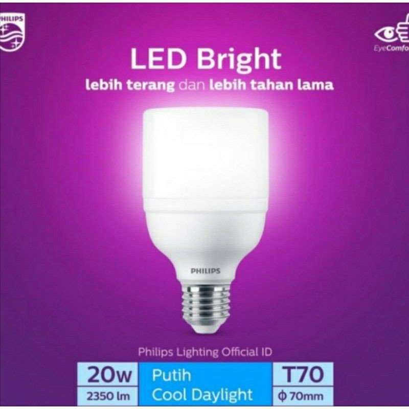 Philips LED Bright 9W, 11W, 13W, 17W, 20W, Cahaya Putih (6500K)