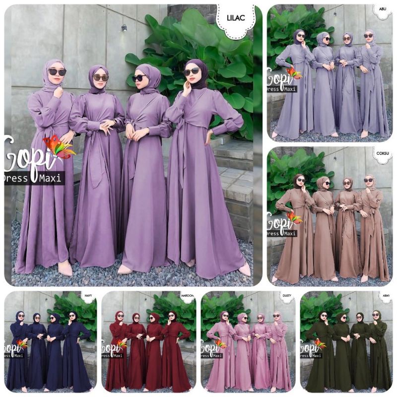 ai. MAXI GOPI DRESS GAMIS MOSCREPE PREMIUM DRESS MUSLIM PESTA GAMIS CASUAL 4 WARNA GOPI
