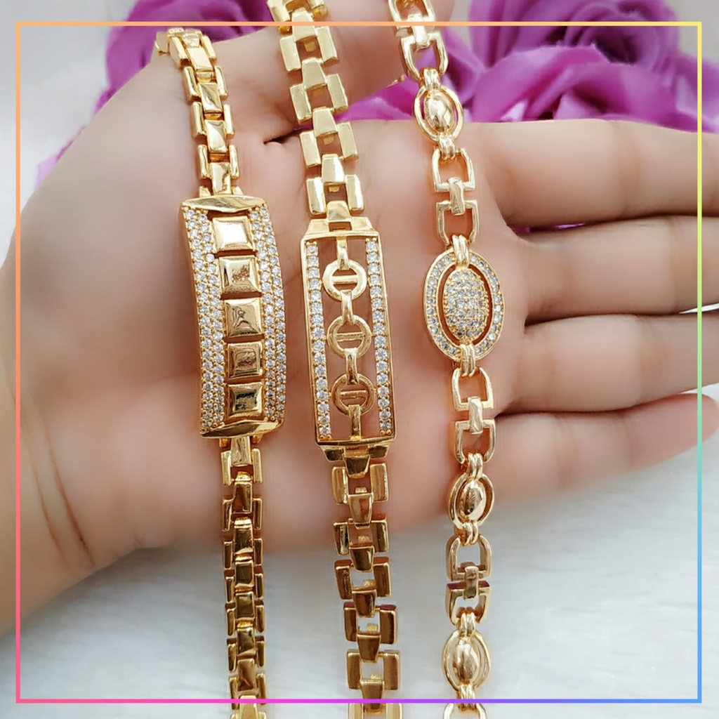 Gelang xuping gelang dewasa rantai tebal kotak mewah perhiasan lapis emas gold 18k GL 114